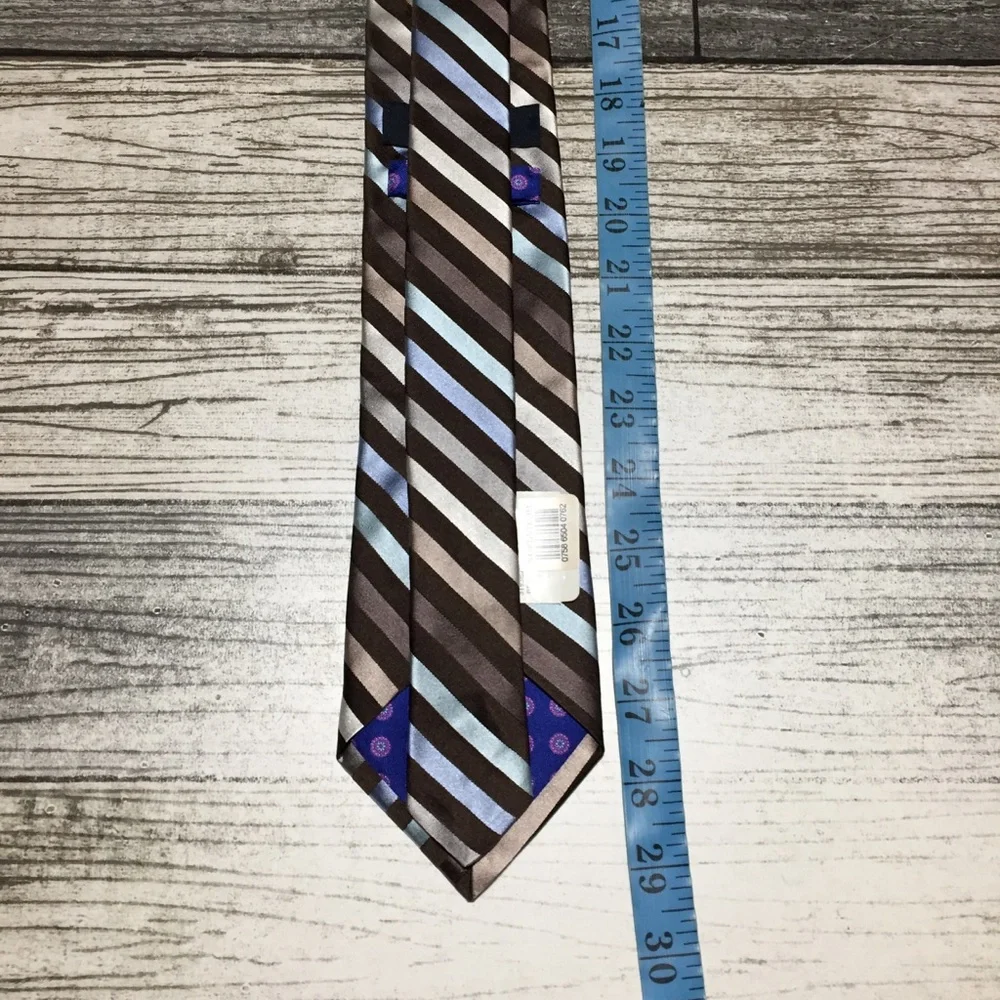 Ted Baker London Men’s Brown Striped Silk Necktie Tie Made in USA Formal READ